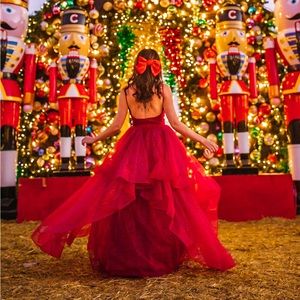 Sparkly red princess maxi dress XS / almost as new